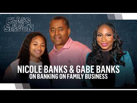 Black Enterprise video thumbnail for "Banking on Family Business" showing a Black family working together in a bank setting.