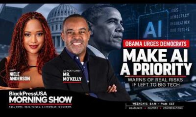 Obama speaks at BlackPressUSATV urging Democrats to prioritize AI development and regulation.