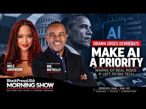 Obama speaks at BlackPressUSATV urging Democrats to prioritize AI development and regulation.