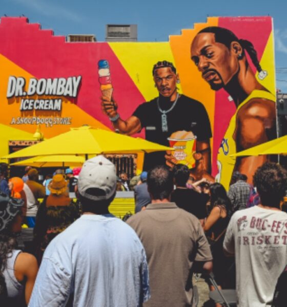Artist Malachi Wright, 24, is a Chicago native who graduated from UCLA and is currently completing a master’s degree in fine art at California State University Long Beach The mural, designed to attract ice cream testers for Dr. Bombay, will be unveiled Saturday, August 29 (exact time TBC)