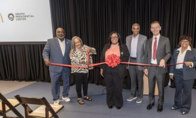 From left to right: Derrick Taylor, BMOA Chicago President; Patrice Petty-Orr, daughter of Herman Petty; Latrice Orr, granddaughter of Herman Petty; Chris Kempczinski, McDonald’s CEO; and Tanya Hill-Holliday, President of the National Black McDonald’s Operators Association.