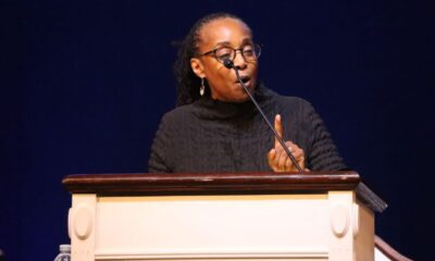 Rev. Judy Fentress-Williams speaks to the Howard community during a sermon titled “Think Small”, which aims to offer encouragement to young people to focus on their God-given assignments. (Tatiana Allen/HU News Service)