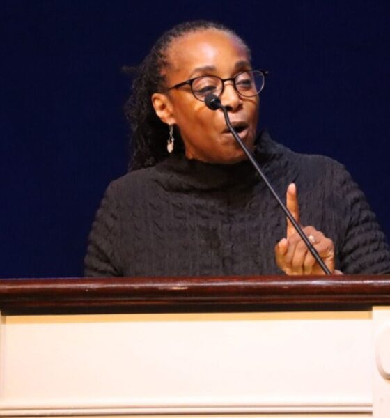 Rev. Judy Fentress-Williams speaks to the Howard community during a sermon titled “Think Small”, which aims to offer encouragement to young people to focus on their God-given assignments. (Tatiana Allen/HU News Service)
