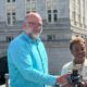 Aerbits founder Brian Johnson(left) and OaklandMayor Barbara Lee launch Aerbits in Oakland.