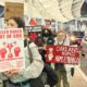 Demonstrators protest against arms shipments to Israel from Oakland International Airport. Photo courtesy of Palestinian Youth Movement.