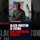 Long line of Black voters waiting at a Harris County early voting polling station in Houston for the general election.