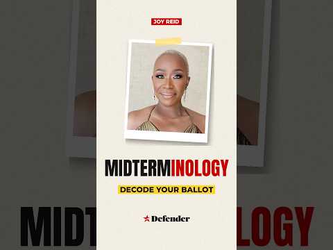 Joy Reid explaining how to navigate a Houston election ballot in a studio setting for Houston Defender viewers.