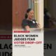 Black women judges in robes standing in a courtroom, overlay text about voter drop-off and down-ballot stakes.