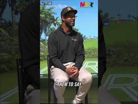 Two golfers walking and talking on a green course with text overlay: Golf Partnerships and Community Growth.