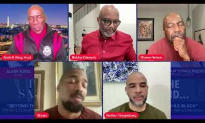 Two Black gay fathers discuss love, aging, and fatherhood in this YouTube thumbnail.