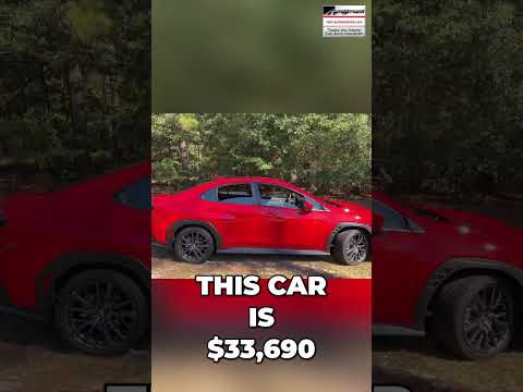 Review of a $34,000 manual transmission turbo sedan parked outdoors for an automotive YouTube channel.
