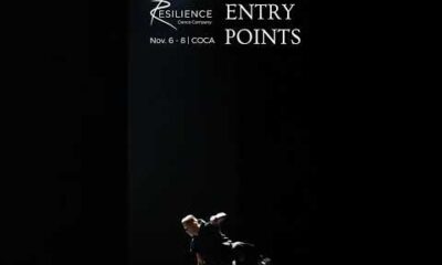 Dancers from RESILIENCE Dance Company performing the contemporary piece Entry Points on stage at COCA in St. Louis.