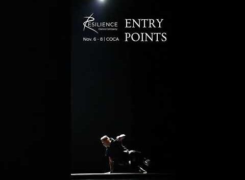 Dancers from RESILIENCE Dance Company performing the contemporary piece Entry Points on stage at COCA in St. Louis.