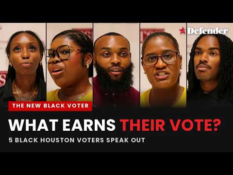 Young Black voters in Houston discussing political perspectives and defying labels in a studio interview.