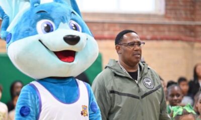 Music mogul Percy Miller, better known as Master P, visited Norwood Elementary School on Friday with his mascot sidekick, Captain Ace. (Birmingham City Schools)