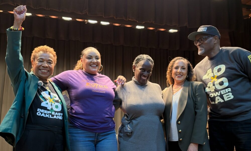 Oakland Mayor Barbara Lee, left. moderated a community chat with (l.to r.) Selena Wilson, CEO of the East Oakland Youth Development Center; Carolyn “CJ” Johnson, CEO of the Black Cultural Zone; Dr. Noha Aboelata, CEO of Roots Health Center and Greg Hodge, CEO of the Brotherhood of Elders.