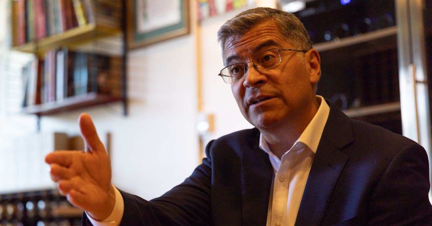 California gubernatorial candidate Xavier Becerra speaks with Black media journalists during a roundtable discussion in Los Angeles on Oct. 15, 2026. CBM photo by Maxim Elramsisy.