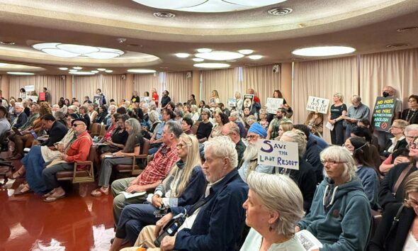 A crowd of over 100 supporters and members of the No ICE in Marin coalition gather in the chamber of the Marin County Board of Supervisors to speak in support of an Anti-ICE ordinance being discussed in San Rafael on Tuesday, Sept. 29. Courtney Sadowski via Bay City News.
