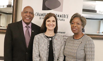 NEW PARTNERS—Chamber Board Vice Chair Lou Alexander and President and CEO Doris Carson Williams pose with Diana Charletta of Equitrans (Center), a new President’s Roundtable member.