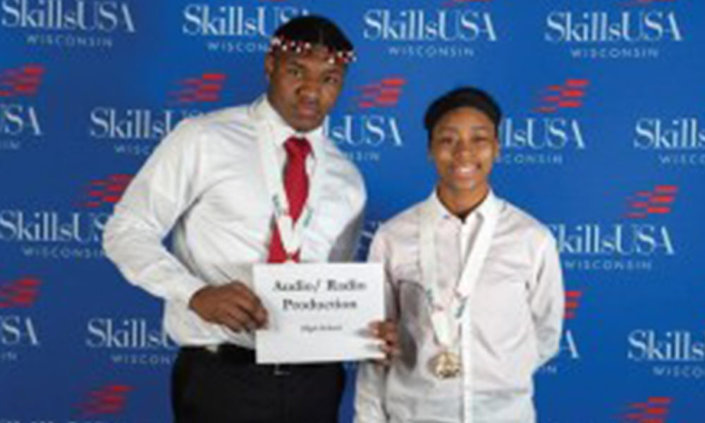 Ahmad Blake and Janeequa Blackmon-Wells won first place in audio/radio production. (Picture provided by Barack Obama School)