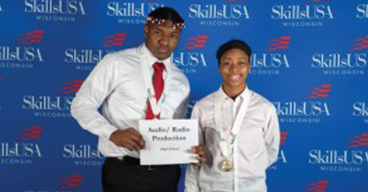 Ahmad Blake and Janeequa Blackmon-Wells won first place in audio/radio production. (Picture provided by Barack Obama School)